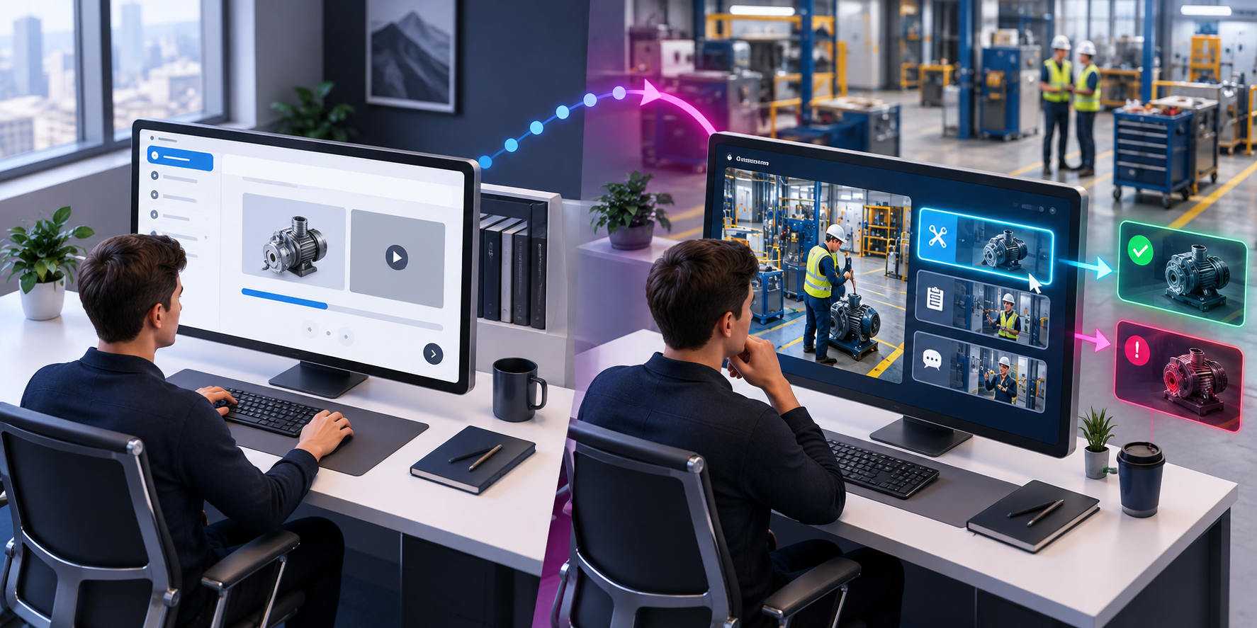A learner comparing conventional elearning with a decision-based workplace simulation